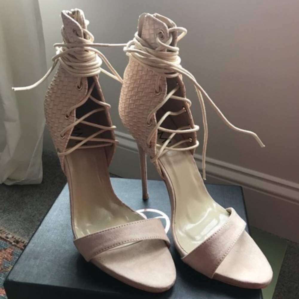 Simmi London Pink Lace up Stiletto Heels Size 9